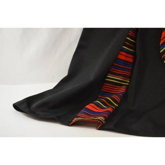 Vintage Black Dress Flared Stripe Pattern Insert 1960s Flight Attendant Uniform - Picture 2 of 10